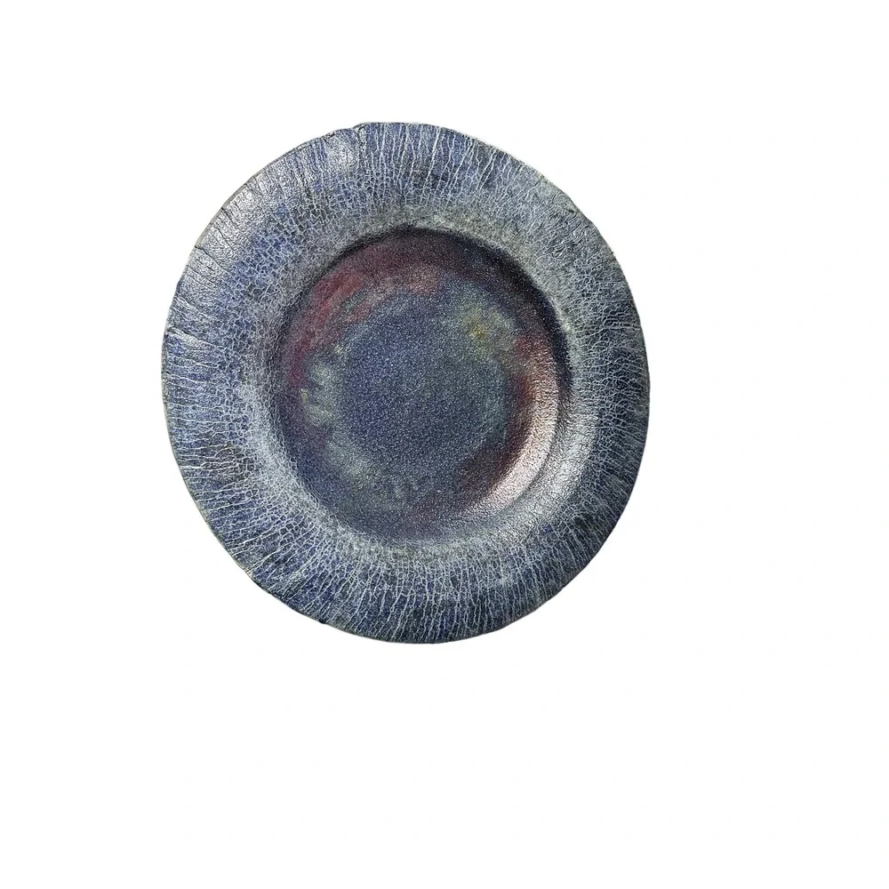 Vintage Raku Pottery Serving Bowl Sgned Meg Biddle 13.5